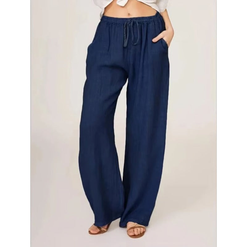 Pantalon en coton ample et confortable pour femme avec poches