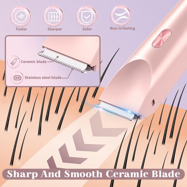 Tondeuse bikini rechargeable femme double lame utilisation sous l'eau ou à sec
