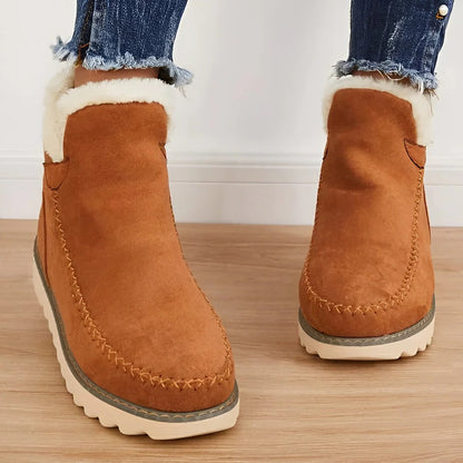 Bottes d'hiver imperméables isolantes à la cheville avec intérieur en fausse fourrure