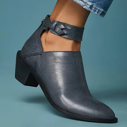 Bottines à talons bas pour femmes avec bride à boucle