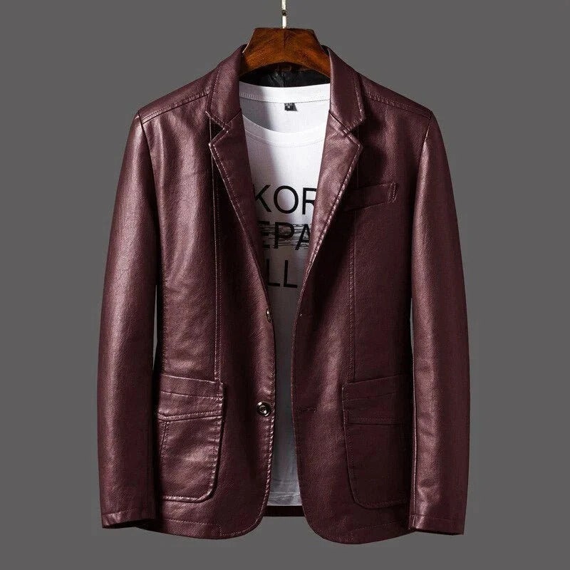 Blouson Biker Homme en Cuir Style Vintage