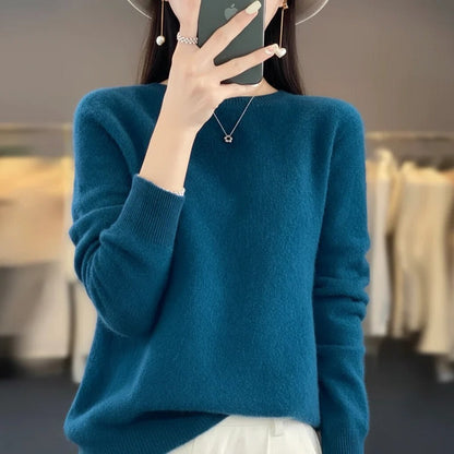 Pull ras du cou en cachemire doux pour femme