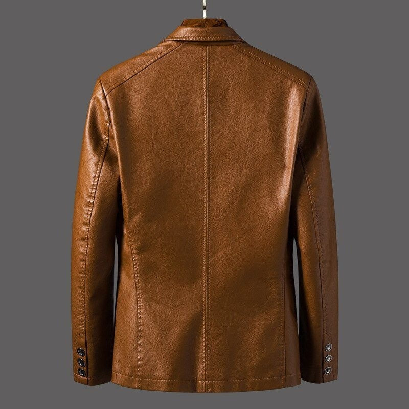 Blouson Biker Homme en Cuir Style Vintage