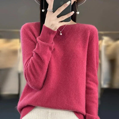 Pull ras du cou en cachemire doux pour femme