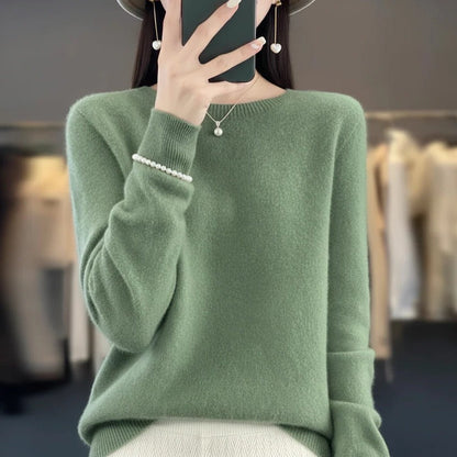Pull ras du cou en cachemire doux pour femme
