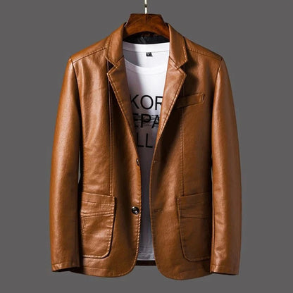 Blouson Biker Homme en Cuir Style Vintage