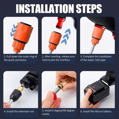 Nettoyeur haute pression portatif rechargeable avec deux batteries