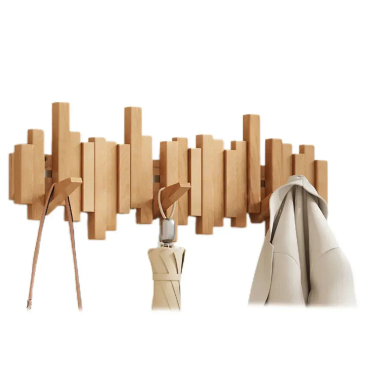 Porte-manteau mural en bois robuste – Rangement moderne pour entrée