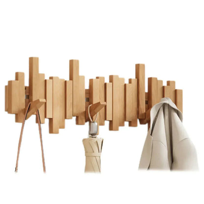 Porte-manteau mural en bois robuste – Rangement moderne pour entrée