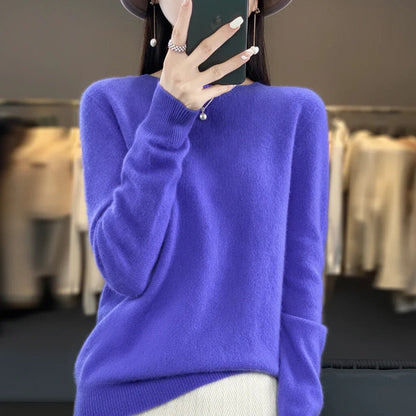 Pull ras du cou en cachemire doux pour femme