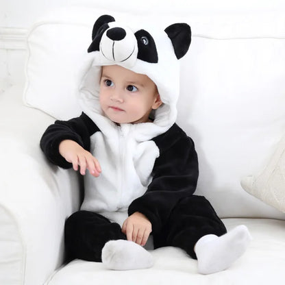 Costume une-pièce doux pour bébé en forme d’animal avec capuche – Tenue en polaire à fermeture éclair intégrale pour nourrissons et tout-petits – Maison, sorties et séances photo