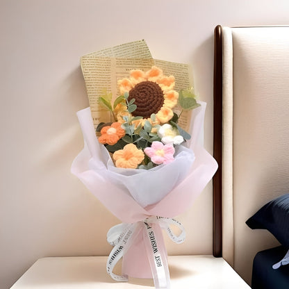 Magnifique composition de fleurs au crochet
