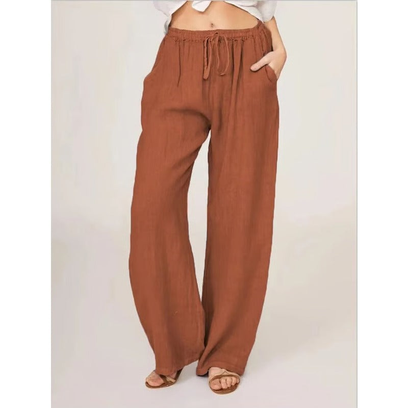 Pantalon en coton ample et confortable pour femme avec poches