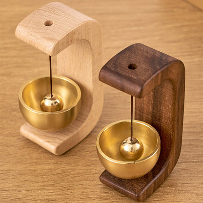 Magnetic Sound Bowl Desktop Wind Chime in Beech or Walnut Wood with C-Frame Stand for Meditation Relaxation Home Office Decor