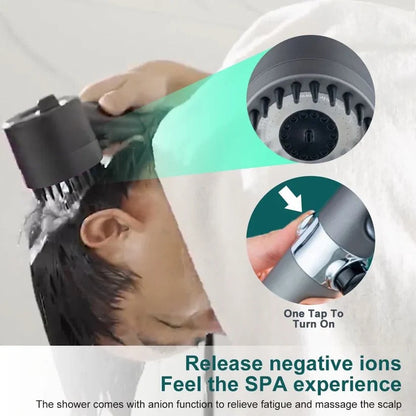 Pomme de douche effet pluie filtrante avec surpresseur et débitmètre d'économie d'eau pour salle de bain