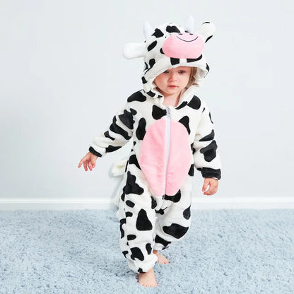 Infant Zip-Up Hooded Sleeper with Animal Character Costume Design for Boys & Girls | Soft Cotton Poly Blend Loungewear Pajamas for Babies 0-
