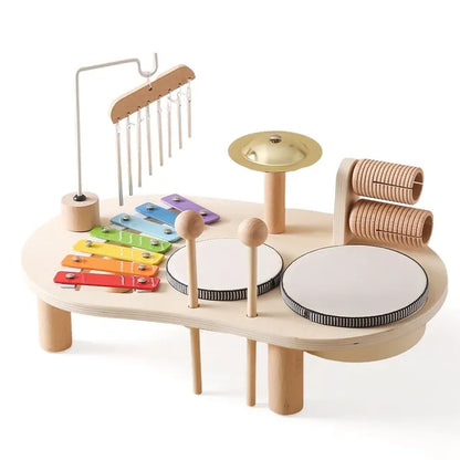 Wooden Musical Instrument Play Station for Kids – Xylophone Drum Bell Set for Toddlers Ages 3+