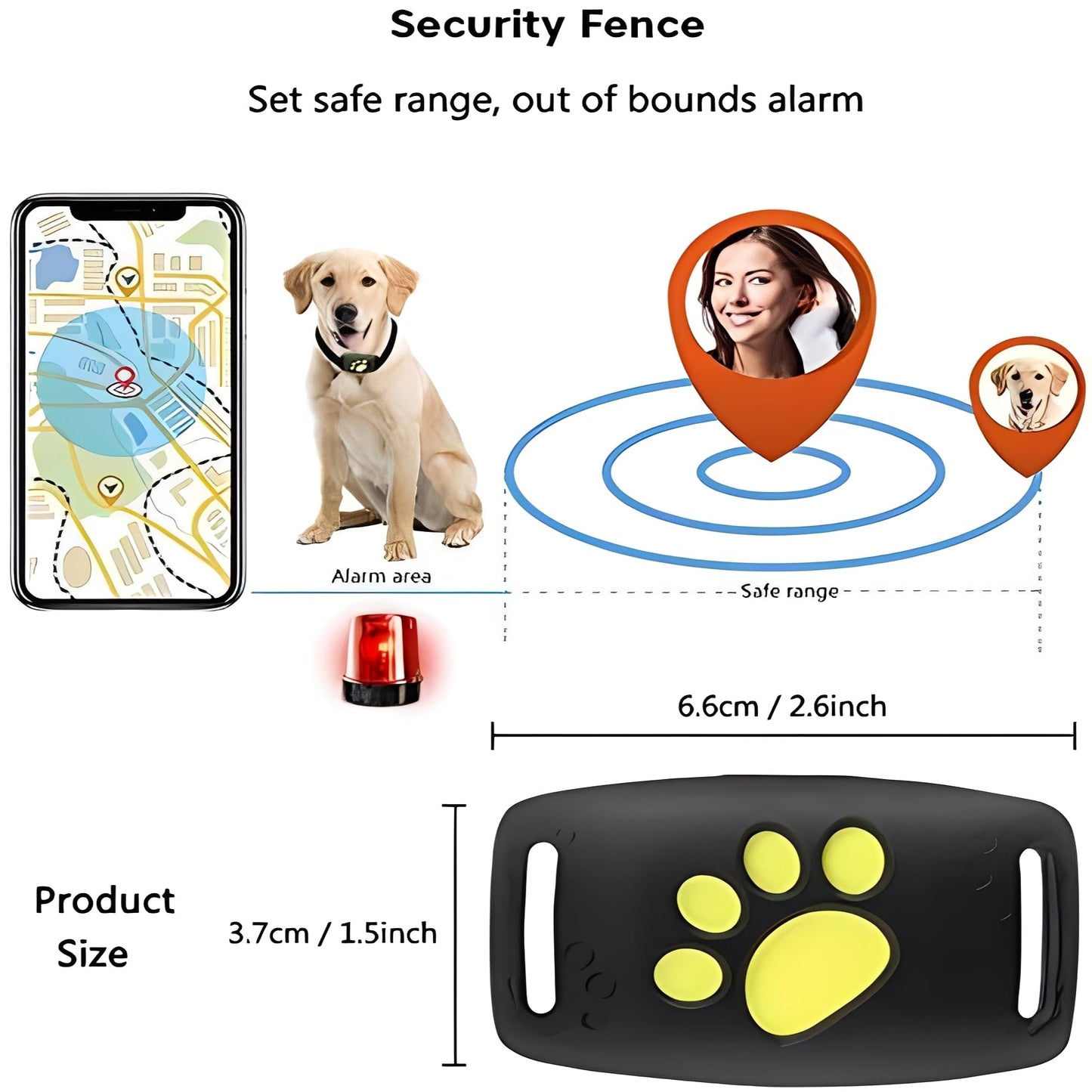 Collier traqueur GPS intelligent pour animaux de compagnie avec localisation en temps réel