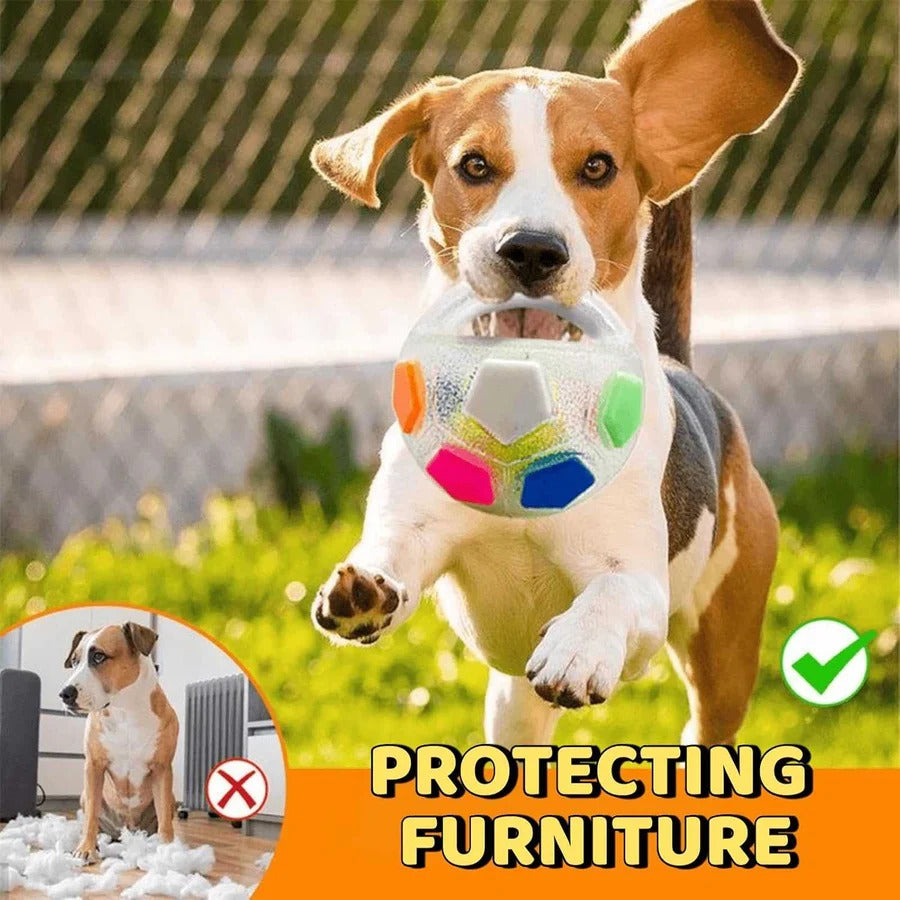 Jouet de football en caoutchouc durable pour chien avec distributeur de friandises