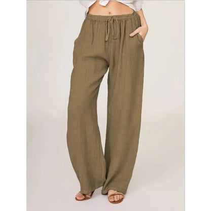 Pantalon en coton ample et confortable pour femme avec poches