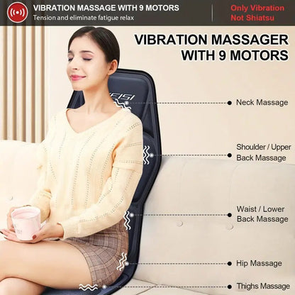 Coussin de massage chauffant avec vibrations et soutien lombaire