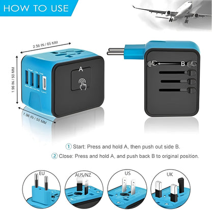 Adaptateur de voyage international avec ports de charge USB