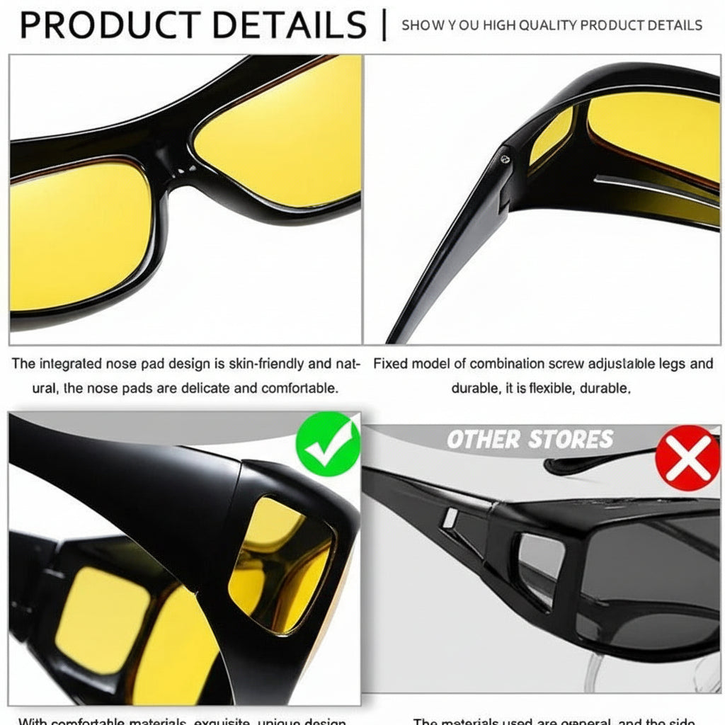 Lunettes de conduite de nuit avec verres teintés jaunes