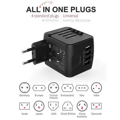 Adaptateur de voyage international avec ports de charge USB