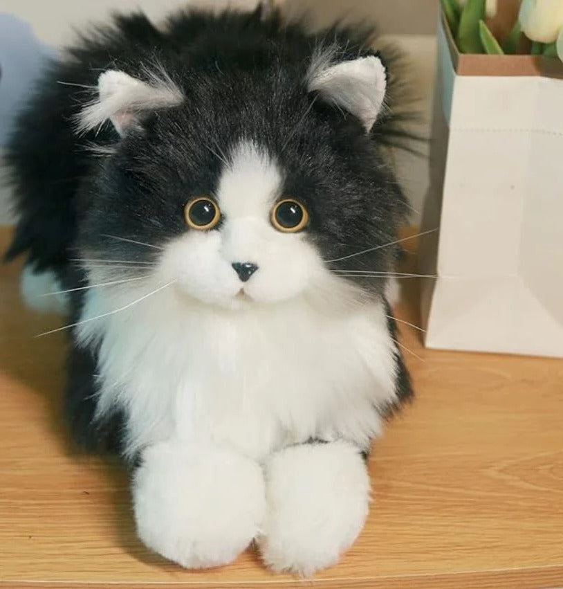 Compagnon de confort | Chat en peluche réaliste à la texture douce | Idéal pour la relaxation et le réconfort