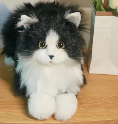 Compagnon de confort | Chat en peluche réaliste à la texture douce | Idéal pour la relaxation et le réconfort