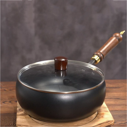 Heavy-Duty Iron Skillet Pan 12 in Diameter for High-Heat Cooking & Searing Asian Dishes on Gas Induction Stovetops