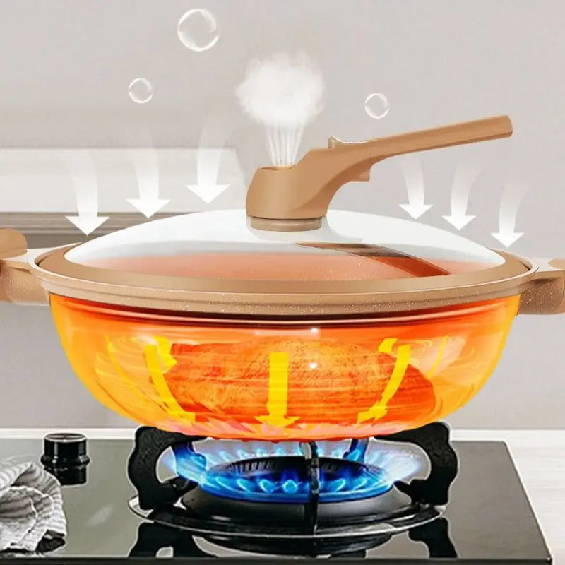 11-Inch Stir-Fry Skillet with Steaming Insert and Stay-Cool Handles for Induction and Gas Stoves