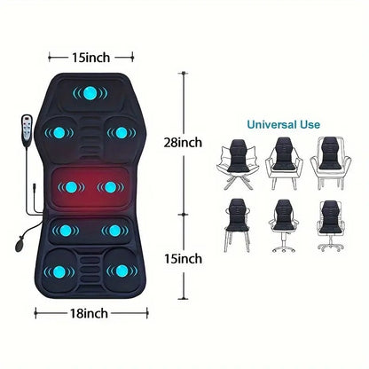 Coussin de massage chauffant avec vibrations et soutien lombaire