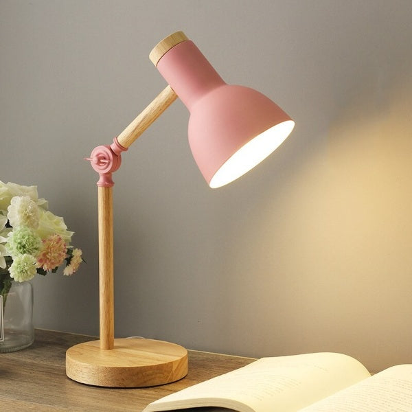 Articulated Wood & Metal LED Reading Lamp with Adjustable Arm – Modern Task Lighting for Desk, Office, Bedroom