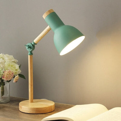 Articulated Wood & Metal LED Reading Lamp with Adjustable Arm – Modern Task Lighting for Desk, Office, Bedroom