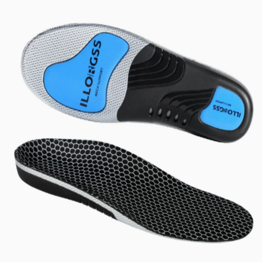 Cushioned Orthotic Inserts with Elevated Midfoot Support for Sneakers and Work Shoes