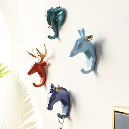 Animal Head Wall Hook | Unique Resin Coat Hooks for Home Decor & Key Storage