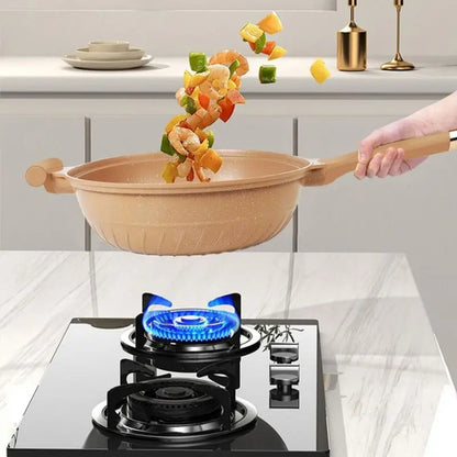 Nonstick Stir-Fry Pan with Steam Insert for Gas & Induction Cooktops – Even-Heat Cooking Wok for Healthy Meals