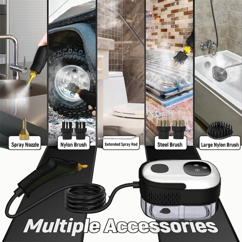 High-Pressure Steam Cleaner 2500W 221°F with 5 Brush Heads 6-Speed Adjustable for Home Kitchen Bathroom Car Furniture Appliances Deep