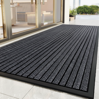 Indoor Outdoor Rubber Doormat Non-Slip Striped Entry Mat for Front Door Hallway Patio Foyer Mud Room High Traffic Areas Home Entryway