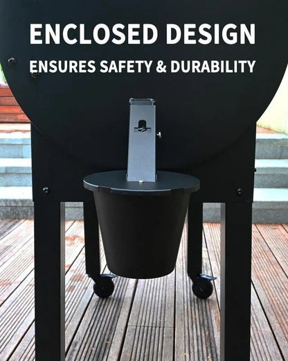 Bac d'égouttage avec couvercle pour gestion des graisses de barbecue à granulés – Insert lavable et installation sans outil pour une cuisine extérieure propre