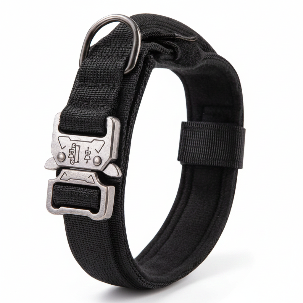 Padded Tactical Dog Collar with Handle – Adjustable Heavy-Duty Nylon for Training, Walks & Active Dogs
