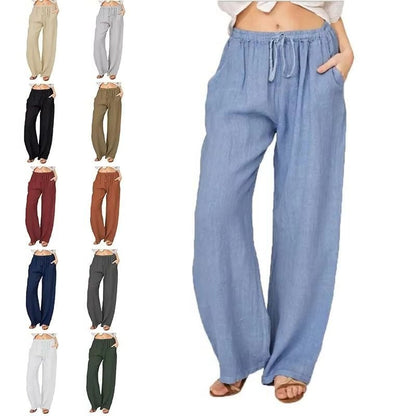 Pantalon en coton ample et confortable pour femme avec poches