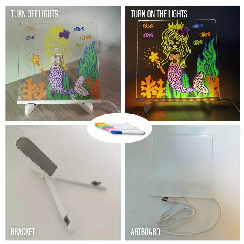 Tableau d'écriture LED réutilisable avec écran alimenté par USB