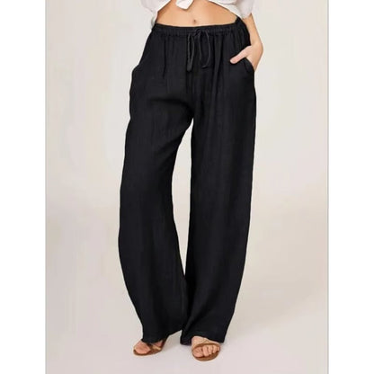 Pantalon en coton ample et confortable pour femme avec poches