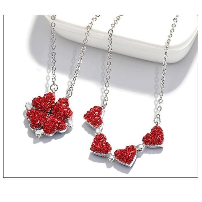 Magnetic Flip Heart Necklace – Converts from Flower to Heart Design – Sterling Silver Chain for Women & Girls