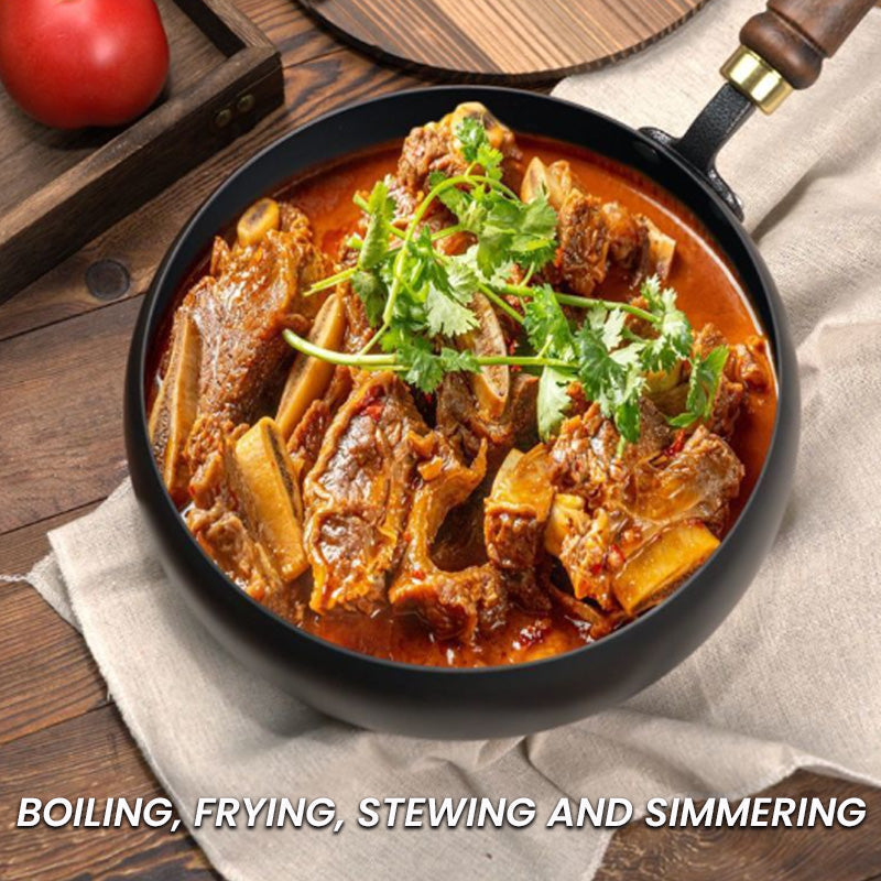Heavy-Duty Iron Skillet Pan 12 in Diameter for High-Heat Cooking & Searing Asian Dishes on Gas Induction Stovetops