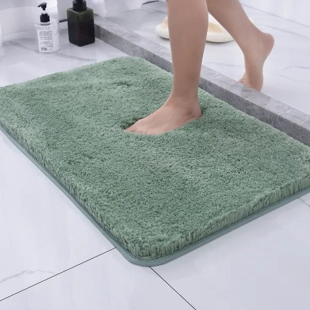 Tapis de bain doux et moelleux à texture fausse fourrure