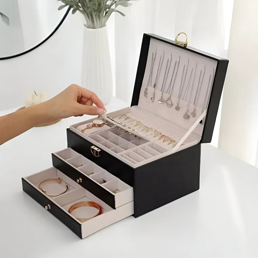 Boîte de rangement à bijoux empilable avec plusieurs compartiments
