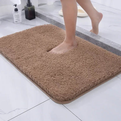 Tapis de bain doux et moelleux à texture fausse fourrure